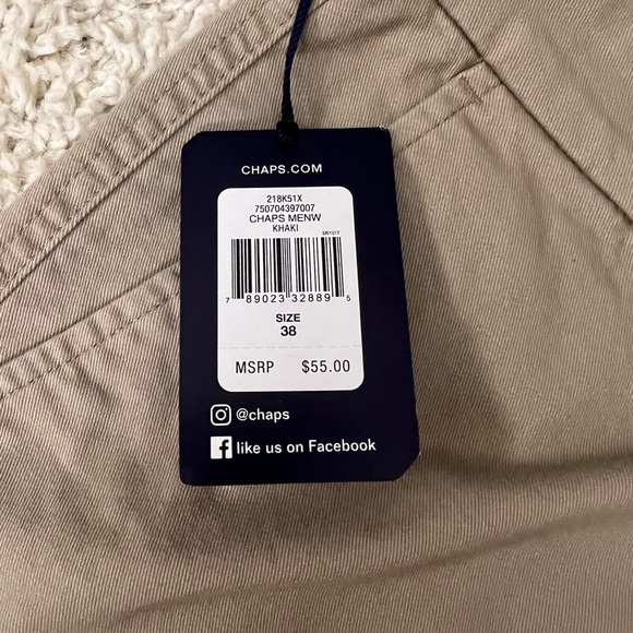 Men’s Chaps Size 38 Flat Front Stretch Khaki Shorts NWT - Picture 6 of 6